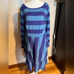 LulaRoe Ruffle Midi Dress, 2XL - Spring Blues NWOT